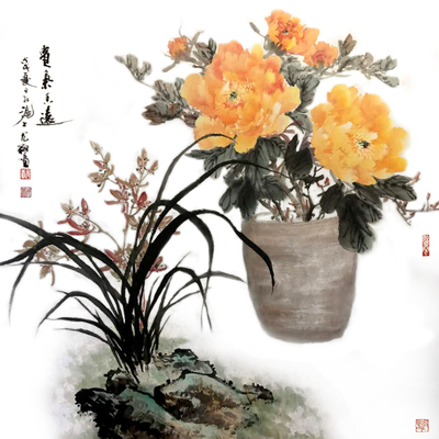 青花牡丹